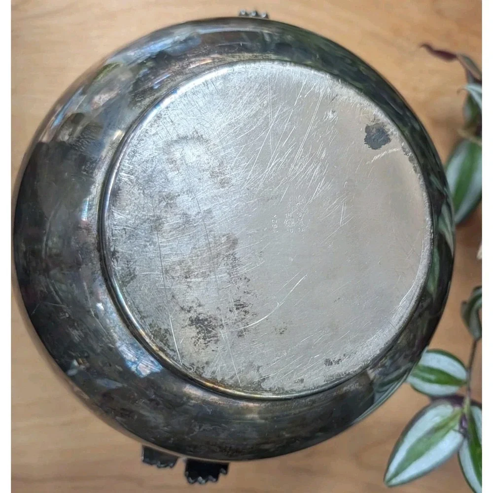 Vintage Gorham EP Y094 Ice Bucket with Lid Ceramic Lined 11